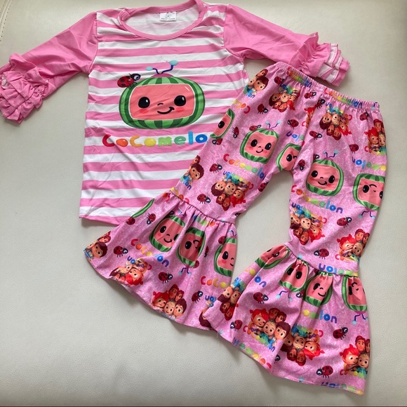 Cocomelon cute pink pants ruffle tunic set - Picture 5 of 7